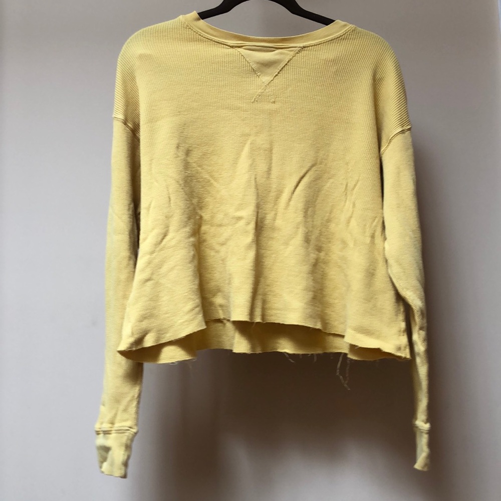 Brandy Melville Yellow Waffle Shirt